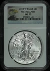 2013-W American Silver Eagle NGC MS-70 First Release Eagle Portrait Label