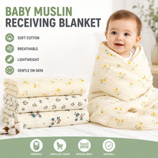 Baby Muslin Receiving Blanket Soft Cotton Newborn Summer Swaddle