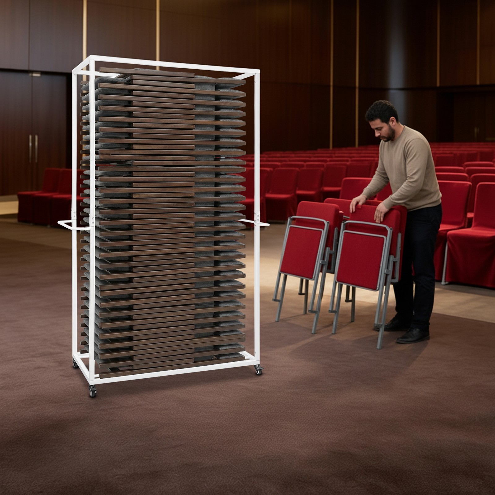 Chair Trolley Iron Chair Cart For Party Events, Hotels 220.46lbs 105*50*192cm