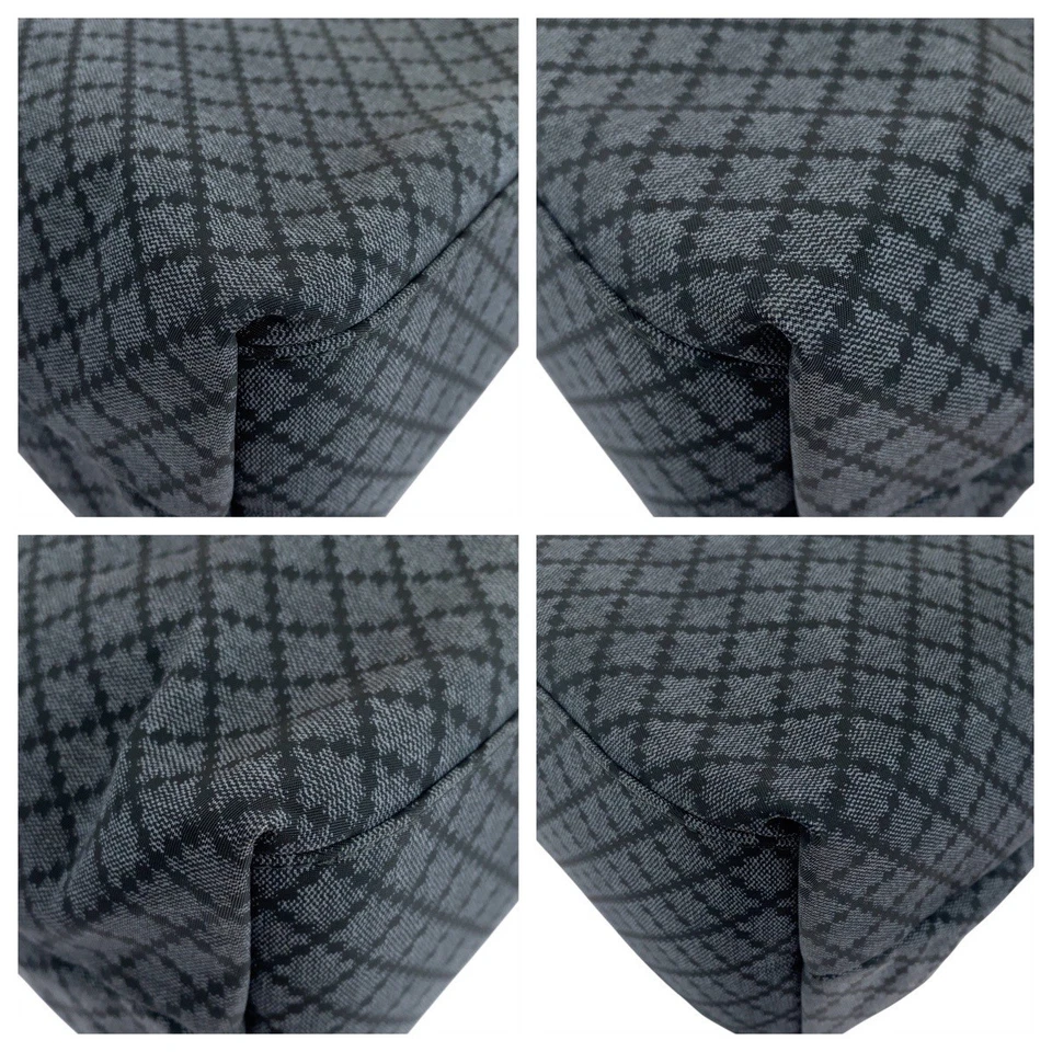 GUCCI Diamante Web 条纹托特包单肩包商务包黑色灰色尼龙 — 第 3/4 张图片