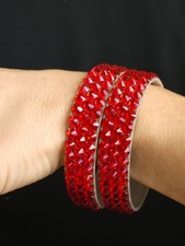 Crystal Lt.Siam Dance Bracelets 2psc . Handmade Rhinestone Ballroom Jewelry.