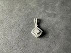 1.06g Vintage Sterling Silver 925 Sparkling Square Halo Pendant Elegant Design M