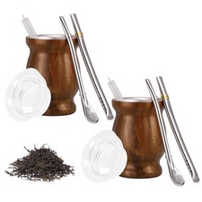 Yerba Mate Cup and Bombilla Set of 2,8 Oz Stainless Steel Double Walled Teacu...