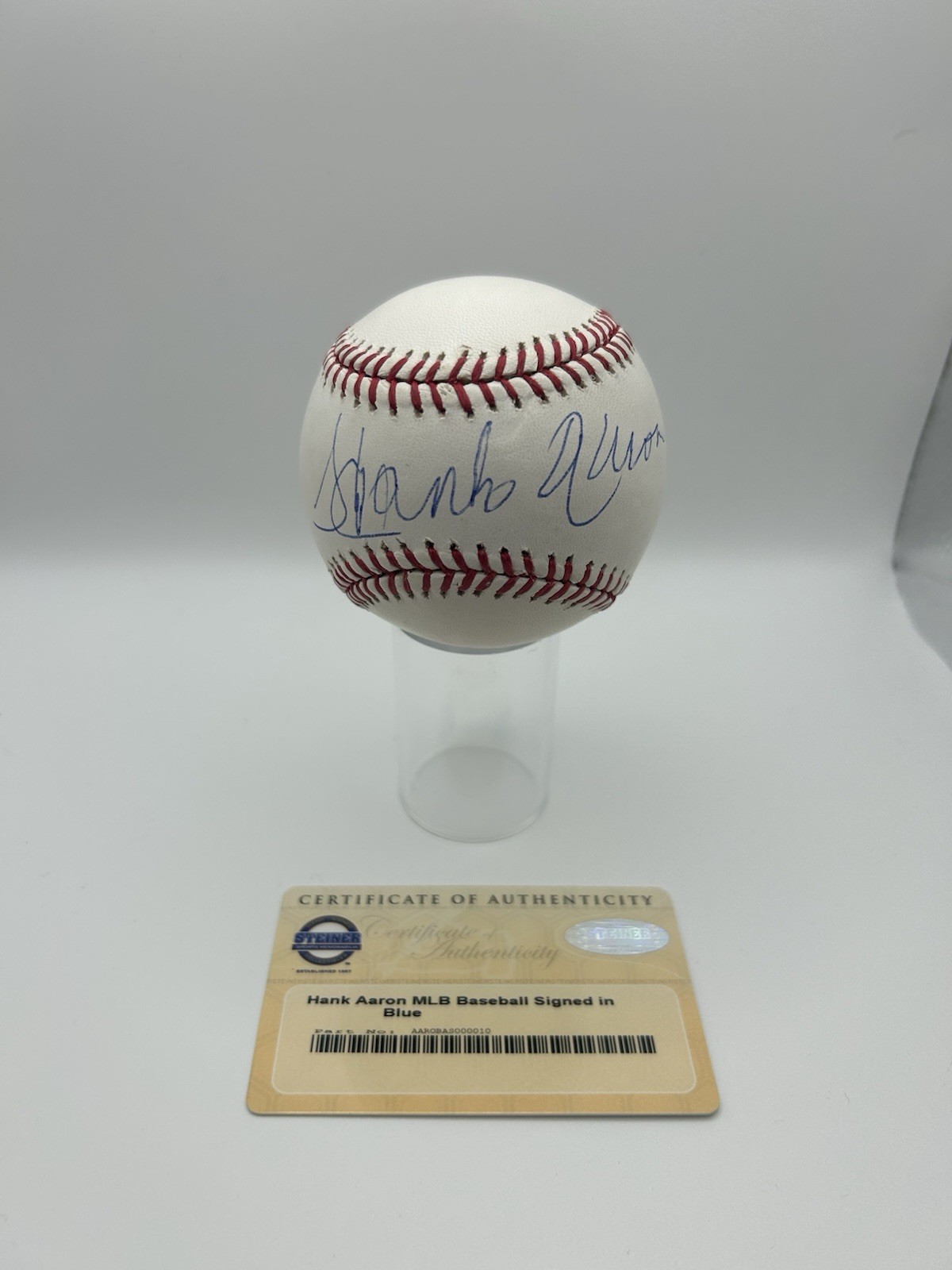 Hank Aaron Autographed Signed Beautiful Baseball Steiner JSA Certified Pearl 