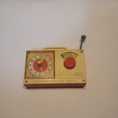 Vtg 1971 Fisher Price Toy Clock Radio Hickory Dickory Dock Windup Baby Music Box