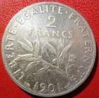 France.  2 Francs Semeuse 1901. TB+