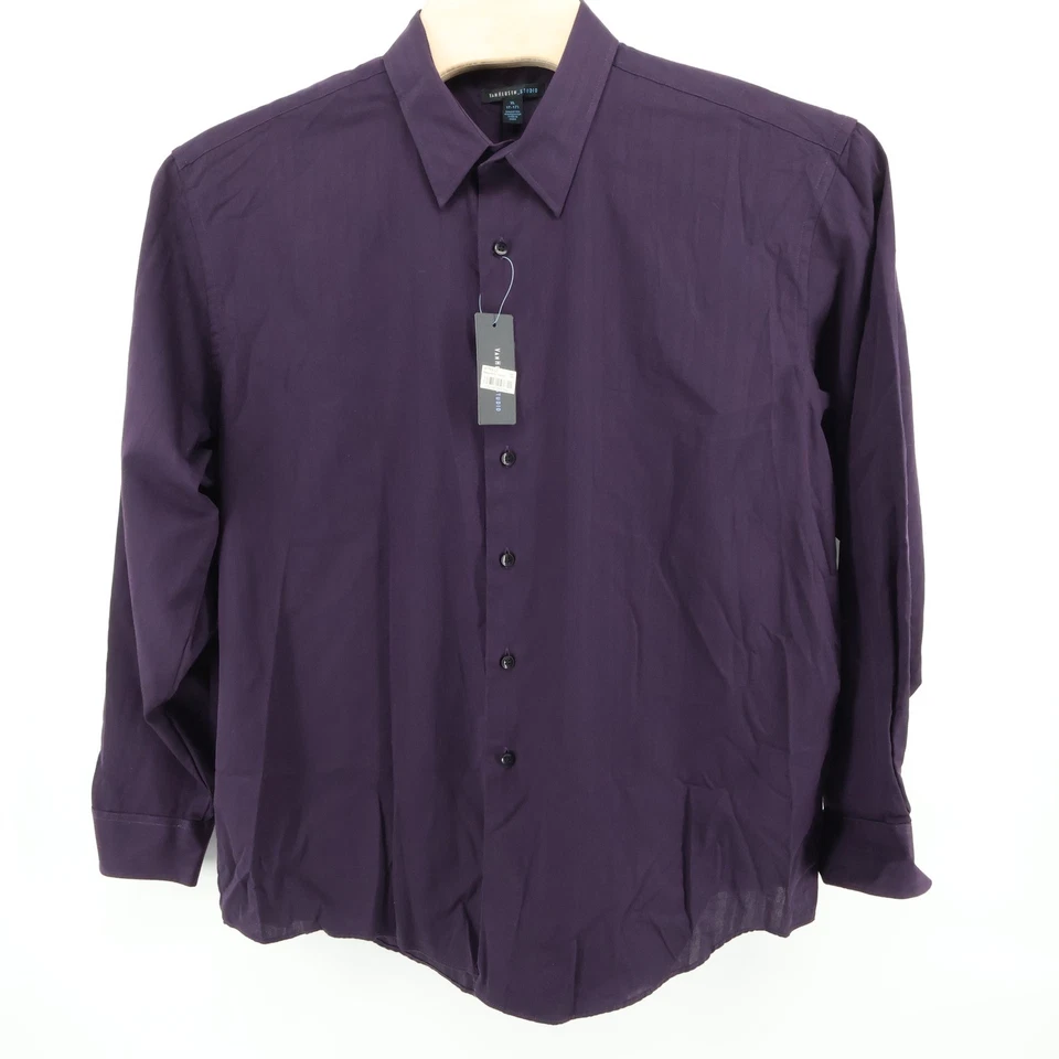 NUEVA Camisa de Vestir Van Heusen Studio XL 17-171/2 XL Púrpura Manga Larga Con Botones Foto 2 de 4