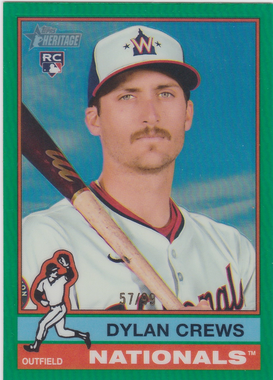 Dylan Crews /99 Green Chrome RC 2025 Topps Heritage #247 Nationals