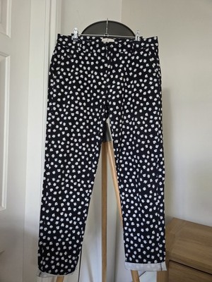 Essentiel Antwerp Chino Hose Damen 40 UK 12 schwarz Blumen gerades Bein luxuriös