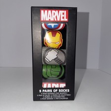 MARVEL Crew Sock Box Set Of 5 Multicolored Size 7-11 Avengers Hulk