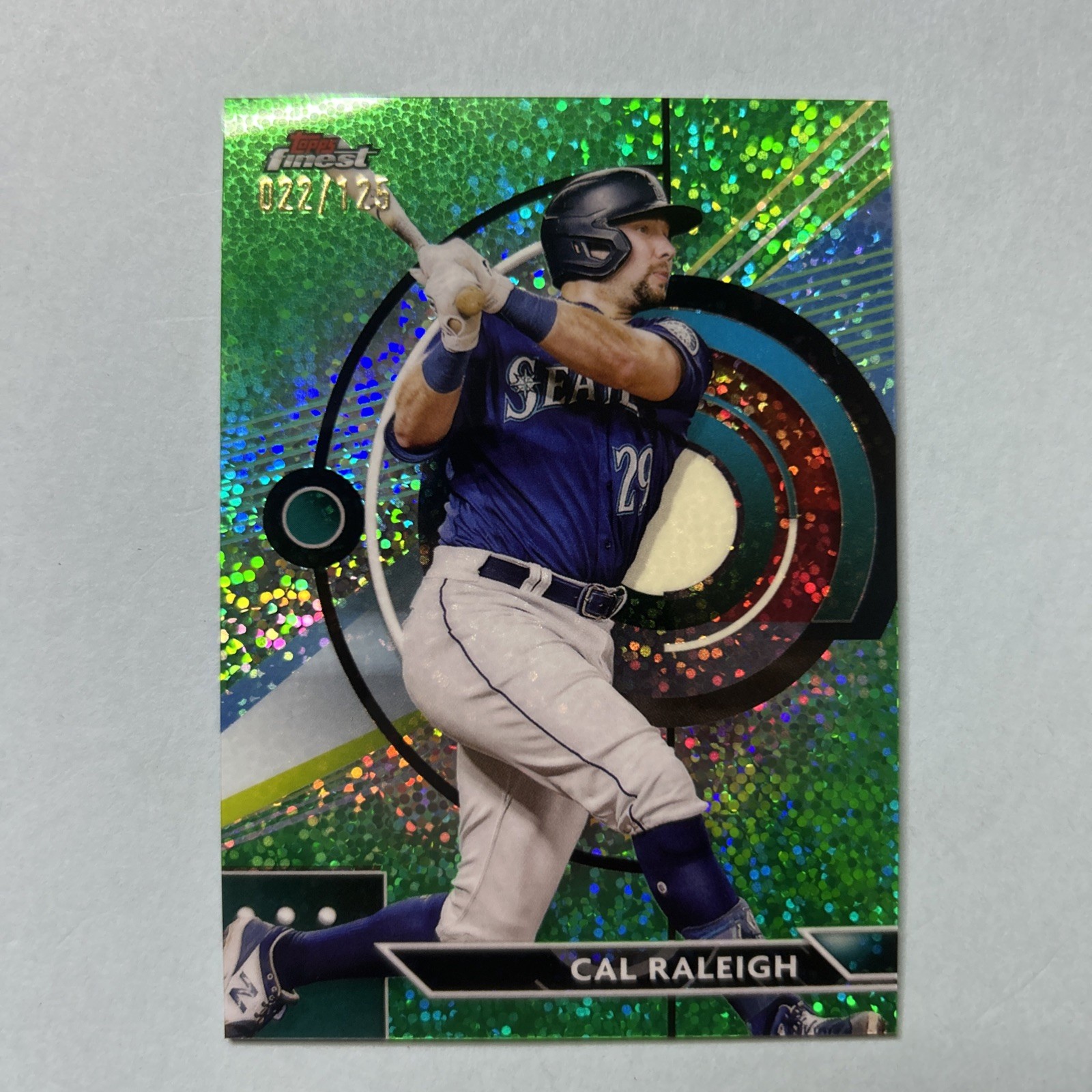 2023 Topps Finest - Cal Raleigh #99 Green Speckle Refractor /125