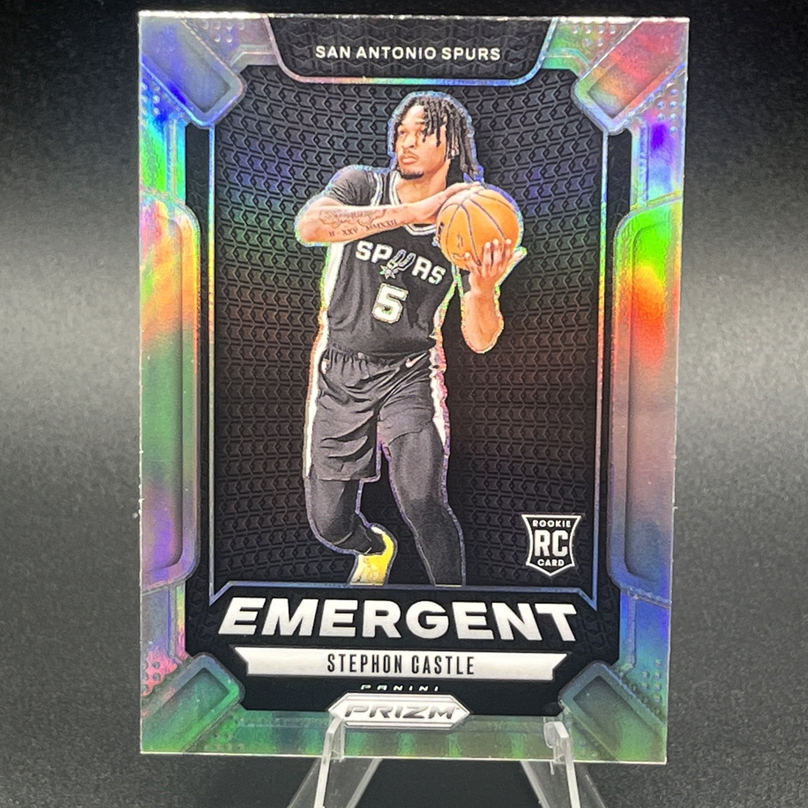 Stephon Castle - 2024-25 Panini Prizm #29 Emergent Silver Rookie RC - Spurs