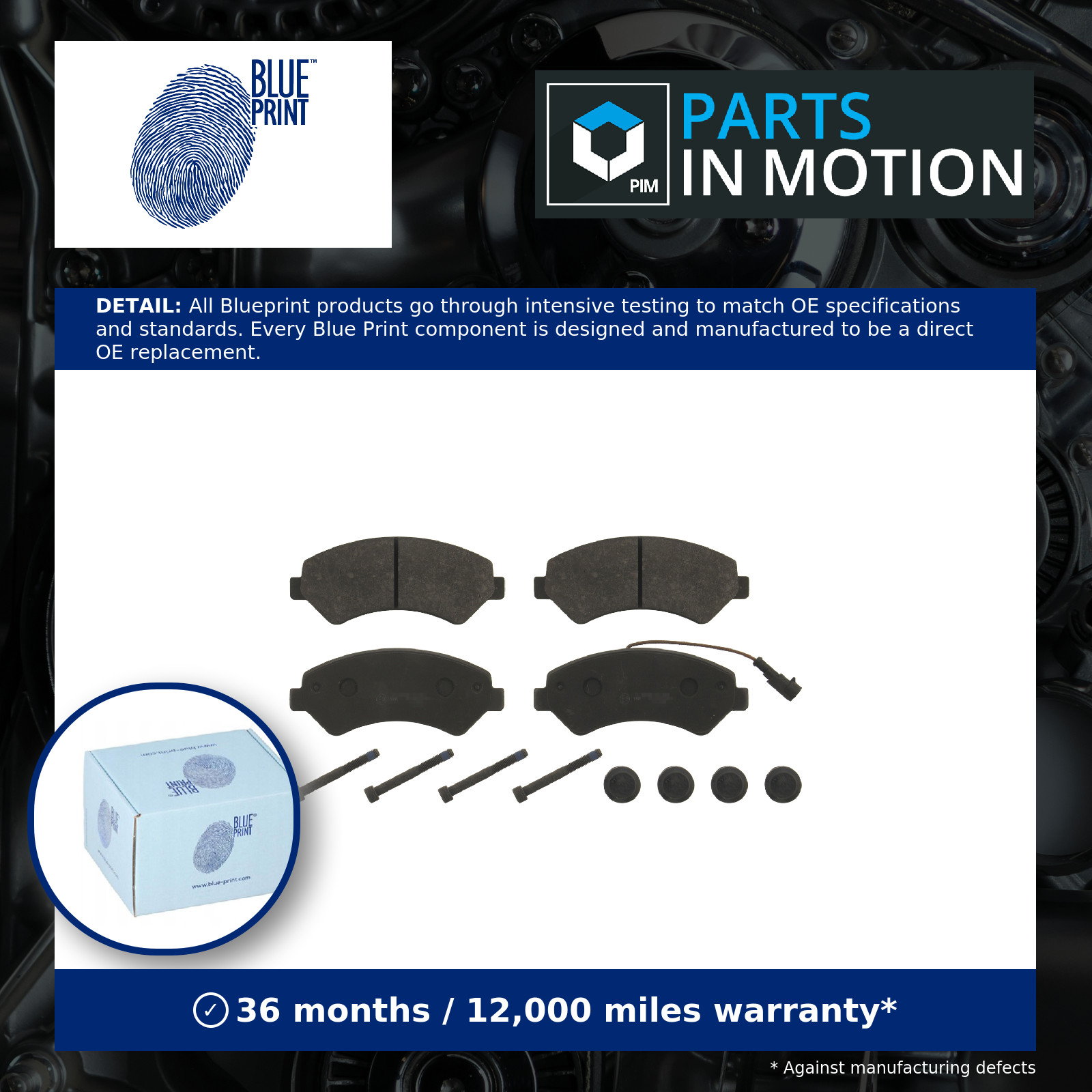 Brake Pads Set fits PEUGEOT BOXER 3.0D Front 2006 on Blue Print 1607878980 New - Image 11