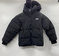 DKNY Girls Jacket Full Zip Long sleeve Sherpa Lined Hoodie Color Black Size 7