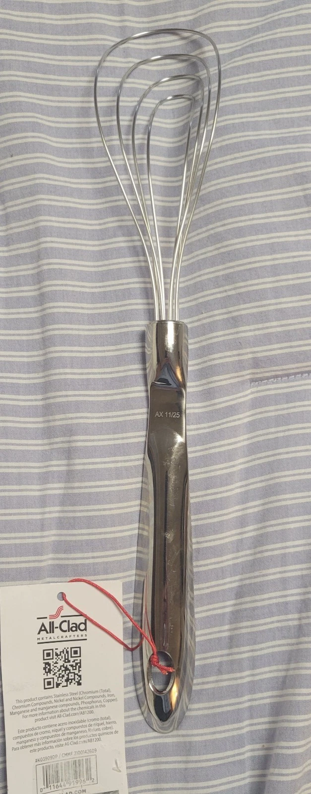 ALL-CLAD 13" Flat Whisk - Polished 18/10 Stainless Steel and New With Tags