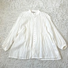 ICHI Antiquites Frill Linen A-Line Shirt Free Size Natural White Used