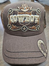 NEW RODEO 100 COWBOY RIDER HORSESHOE COWBOY BASEBALL CAP HAT Brown Adjustable