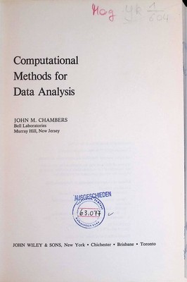Computational Methods for Data Analysis Probability & Mathematical Statistics S.