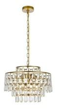 Pendant Chandelier Light Fixture Foyer Kitchen Island Dining Room Crystal Drops
