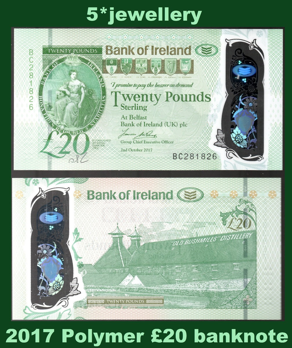 new 2017 bank of ireland belfast £20 banknote N Ireland Polymer