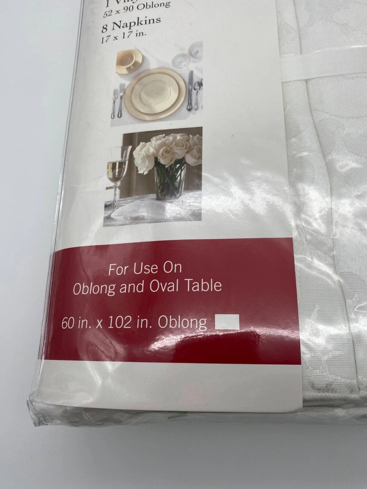 Town & Country Everything Table Set White Floral 60"x102" Oblong NIP - Image 3 of 4