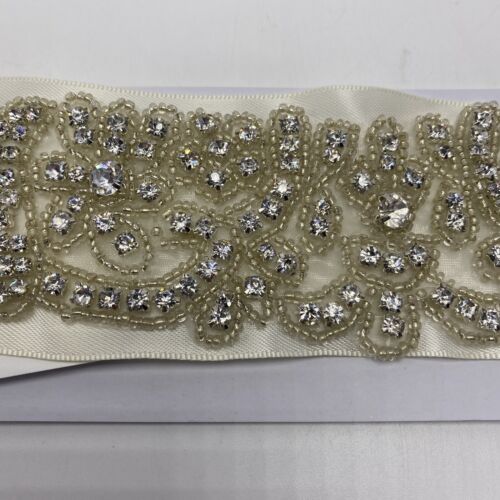 Cinturón de autocorbata formal de cristal de marfil para boda Davids muy embellecedor - Imagen 2 de 4