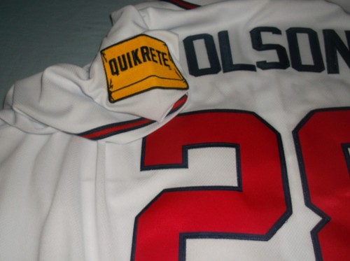 ATLANTA BRAVES MATT OLSON STICHED NIKE JERSEY 2X L W ALL-STAR & QUIKRETE PATCHES - Picture 2 of 4
