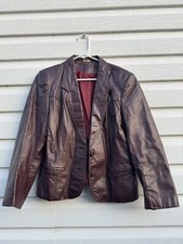 Vintage Blazer Womens Brown Leather Stylish Jacket Size Xs - Sm See Measurements