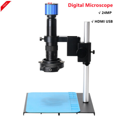 24MP 2K 1080P 60FPS Digital Microscope w/ HDMI USB LED Light 180X Lens