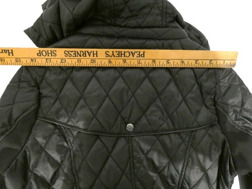 Steve Madden Quilted Puffer Jacket Size Small Black Zip Lightweight Belted Hood - Picture 9 of 11