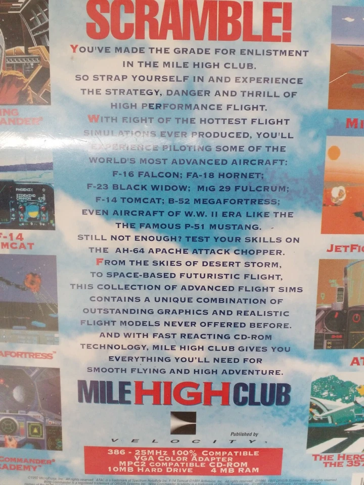 Mile High Club 8 Flight Sims Games Wing Commander ATAC MiG 29 Acadamy F14 Tomcat - Image 3 of 4