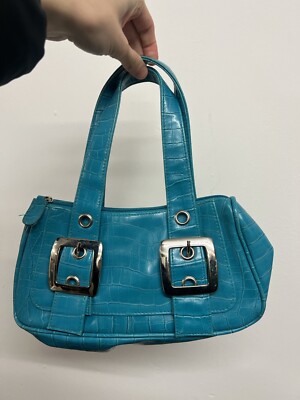 Jane Norman Y2k 90's/ 2000's Patent Blue Handheld Handbag Bag