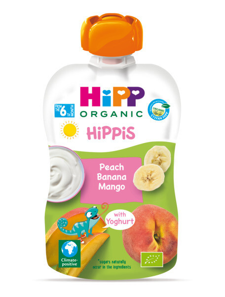 8 HIPP Organic Peach Banana Mango with Yogurt Puree from 6 Months