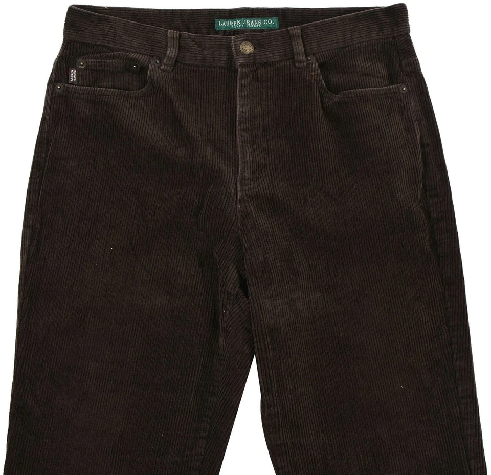 Ralph Lauren Corduroy Pants Women's Size 8 Dark Brown Straight Leg Relaxed Fit - Image 4 of 4