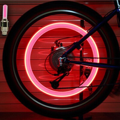 2Pcs Pink LED Valve Stem Cap Light  Car Motorcycle Wheel Tire Flash Lamp