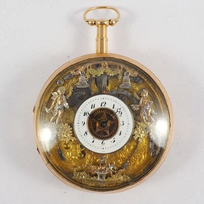 JACQUEMART Figurenautomat Viertelrepetition Spindeltaschenuhr 18ct Gold um 1820 - Bild 1 von 4