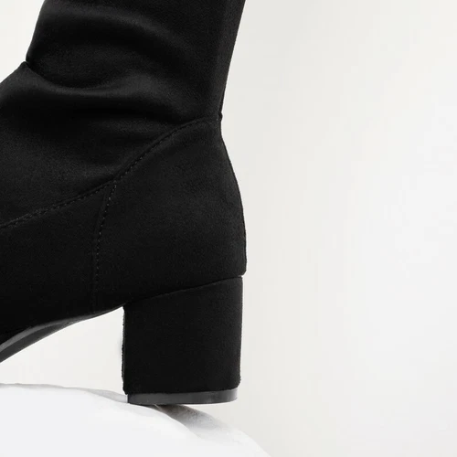 Womens Over Knee Thigh High Boots Stretch Chunky Heels Round Toe Platform Shoes - Picture 11 of 19
