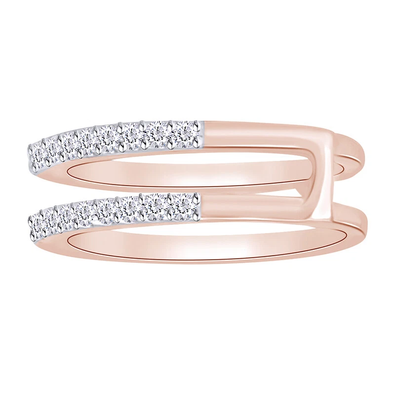 Круглое защитное кольцо из розового золота 14 карат с одним бриллиантом 1/4 карата - Изображение 4 из 4