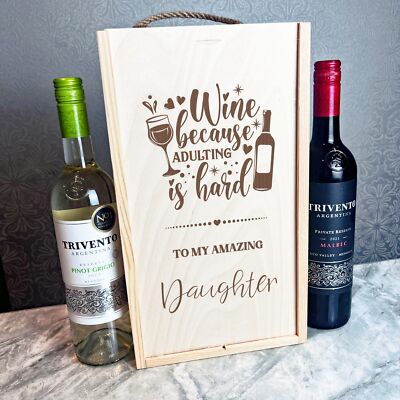 Wein, weil Erwachsene schwer sind erstaunliche Tochter Doppel zwei Flaschen Wein Geschenkbox