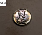 1943 Steel Lincoln Wheat Penny Cent ~ Gem BU Rainbow Toned ~ (W904)