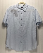 J.FERRAR Mens Size L 16-16.5 Light Blue Printed Casual Shirt