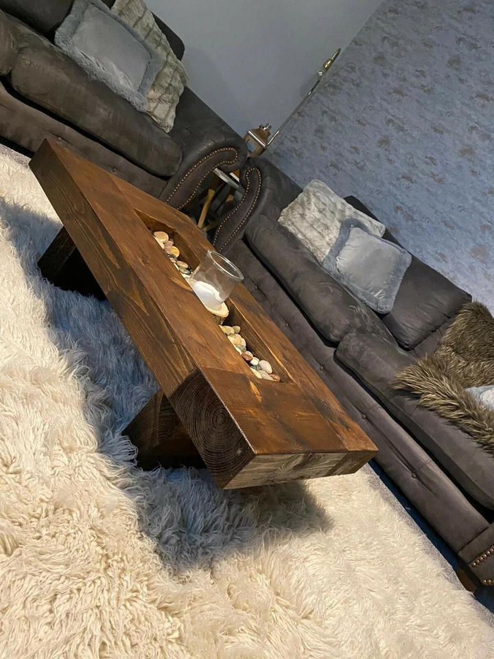 Rustic handmade solid wood sleeper coffee table Xtra Large - Image 3 of 4