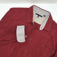 Ted Baker Dress Shirt Cuff Long Sleeve Red Fishing Hunting Casual Work Mens 16.5