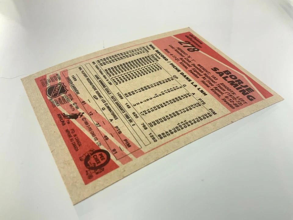 1989-90 Borje Salming 278 OPC Detroit Red Wings O-Pee-Chee Hockey Card 060Z - Image 4 of 4