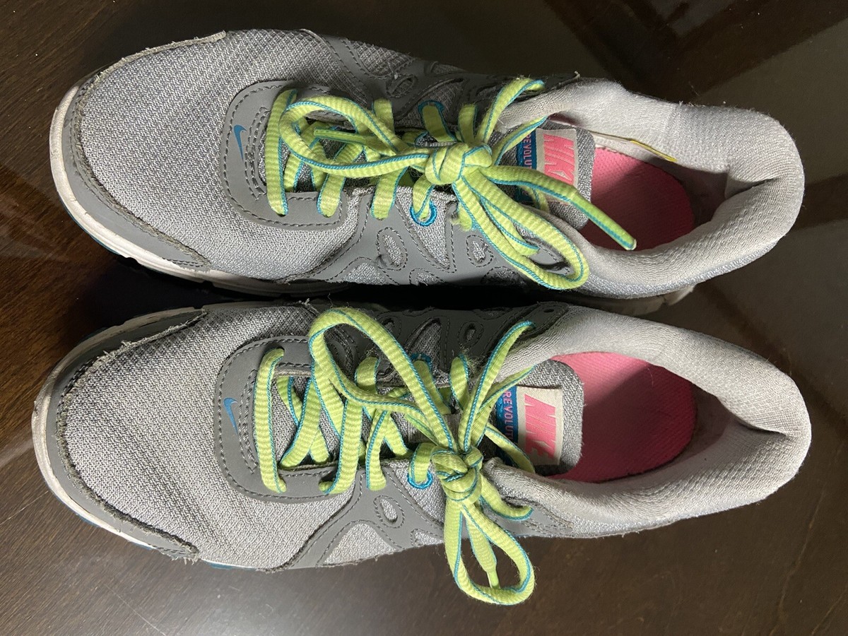Nike Womens Revolution Grey Running Shoes Sneakers Size Lace