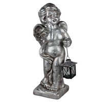 Engel Mit Laterne 50 Cm Antik-Silber Dekofigur Formano 785954 Weihnachtsdeko