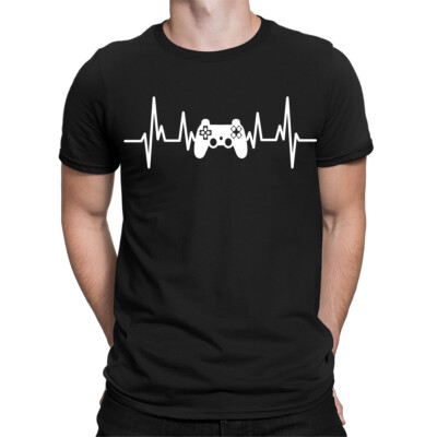Heartbeat Gaming Game Inspired Controller Gamer Neuheit Herren T-Shirts Top #TA-121