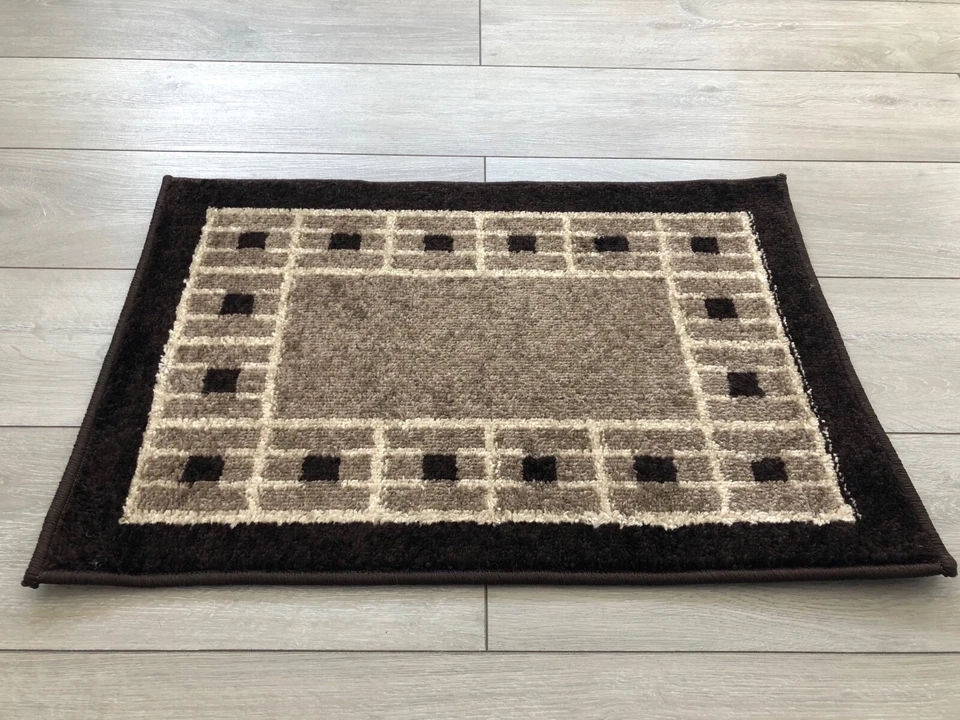 Machine Washable Non Slip Border Design Doormat Mat Biscuit Dark Beige Brown Rug - image 3 of 4
