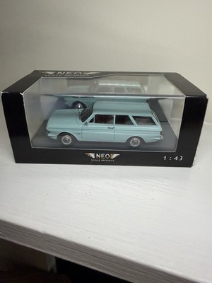 Neo Scale Models 1:43 scale 1966 Ford Taunus 12M P6 Turnier in light blue.