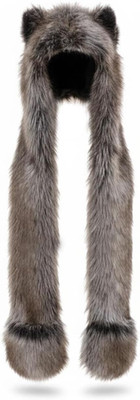 Anime Spirit Animal Hood Hoods Furry Hoodie,Faux Fur Hat with Warm